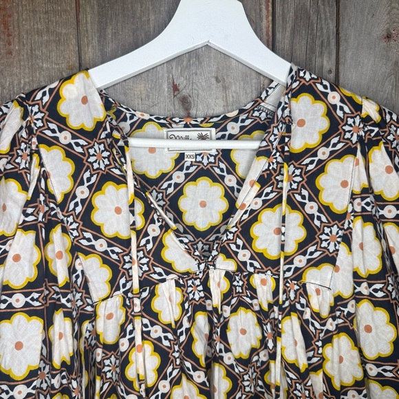 Mille Thalia Top in Merida Black Brown Cream Yellow Retro Floral XXS - Picture 5 of 14
